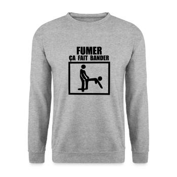 fumer ca fait bander humour sexe - Sweat-shirt Unisexe - gris chiné - Devant - Alina (178cm) & Michal (187cm)