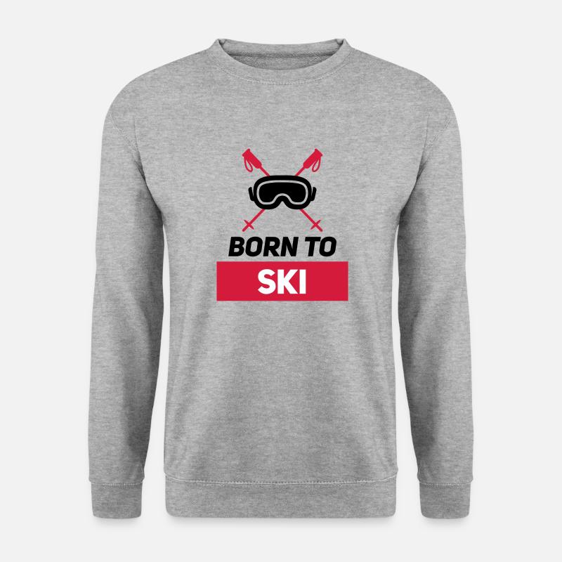 BORN TO SKI - Unisex Pullover - Weißgrau meliert