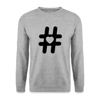 Logo Hashtag Symbol mit Herz - Unisex Pullover - Weißgrau meliert - Vorne - Alina (178cm) & Michal (187cm)