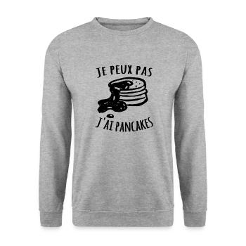Je peux pas j'ai pancakes - Sweat-shirt Unisexe - gris chiné - Devant - Alina (178cm) & Michal (187cm)