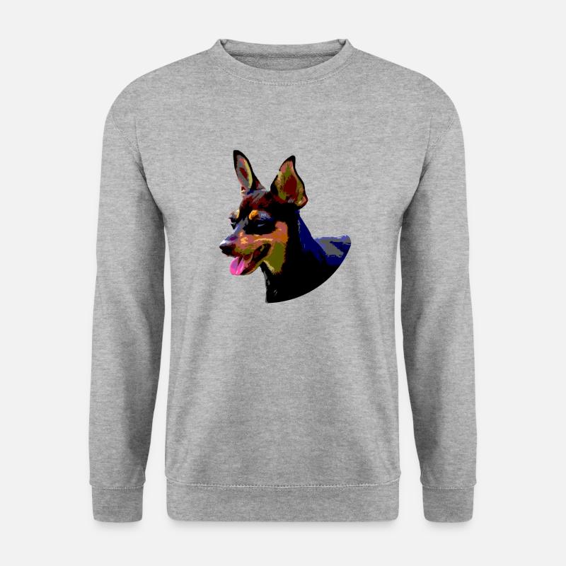 bunte pinscher doberman - Unisex Pullover - Weißgrau meliert