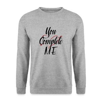 Valentine's Day Sayings You Complete Me Gift - Unisex Sweatshirt - salt & pepper - Front - Alina (178cm) & Michal (187cm)