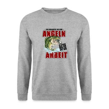 Ein schlechter Tag beim Angeln besser als Arbeit - Unisex Pullover - Weißgrau meliert - Vorne - Alina (178cm) & Michal (187cm)