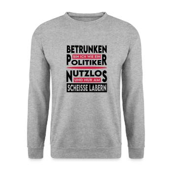 Politiker Dumm Quatschen Besoffen Korrupt - Unisex Pullover - Weißgrau meliert - Vorne - Alina (178cm) & Michal (187cm)