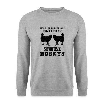Husky Huskys Rasse Hundeliebhaber Hundehalter - Unisex Pullover - Weißgrau meliert - Vorne - Alina (178cm) & Michal (187cm)