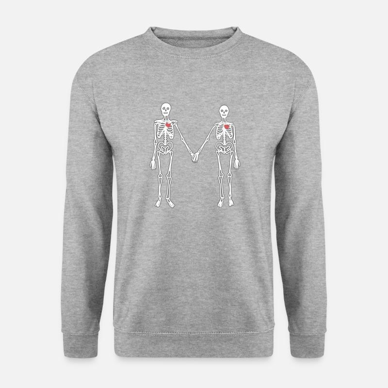Skelett Herz Biologie - Unisex Pullover - Weißgrau meliert