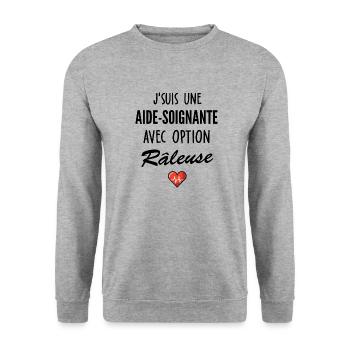 Je suis une aide-soignante avec option râleuse - Sweat-shirt Unisexe - gris chiné - Devant - Alina (178cm) & Michal (187cm)