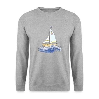 sailboat - Unisex Sweatshirt - salt & pepper - Front - Alina (178cm) & Michal (187cm)