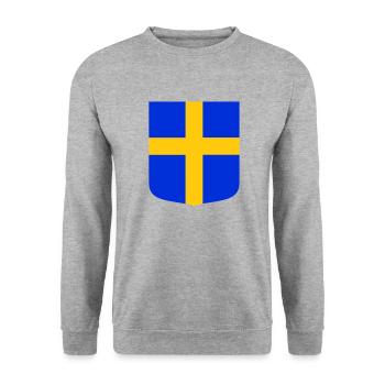 Shield flag Sweden - Unisex Sweatshirt - salt & pepper - Front - Alina (178cm) & Michal (187cm)