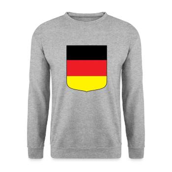 Deutschland (schwarzer Rand) - Unisex Pullover - Weißgrau meliert - Vorne - Alina (178cm) & Michal (187cm)