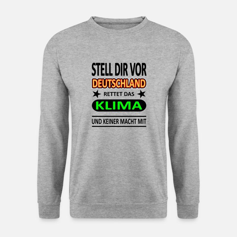 Deutschland rettet das Klima - Version 1-Satire - Unisex Pullover - Weißgrau meliert
