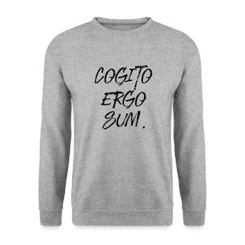 so I think I'm Latin language script - Unisex Sweatshirt - salt & pepper - Front - Alina (178cm) & Michal (187cm)