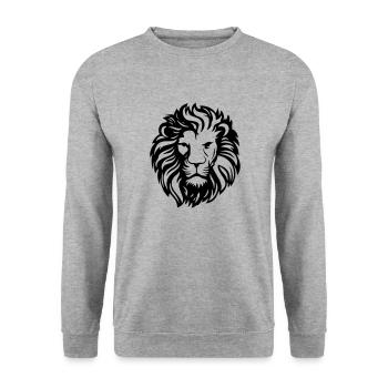lion - Unisex Sweatshirt - salt & pepper - Front - Alina (178cm) & Michal (187cm)
