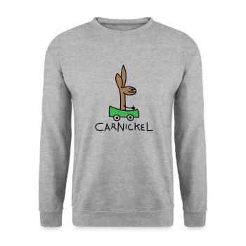 Kaninchen fährt Auto (b) - Unisex Pullover - Weißgrau meliert - Vorne - Alina (178cm) & Michal (187cm)