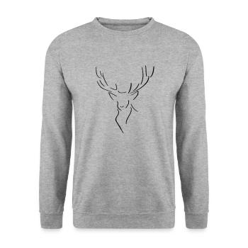 Hirsch Line Art - Minimalist - Unisex Sweatshirt - salt & pepper - Front - Alina (178cm) & Michal (187cm)