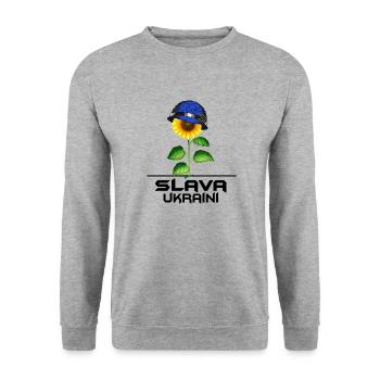 ukraine tournesol slava ukraini bleu-jaune - Sweat-shirt Unisexe - gris chiné - Devant - Alina (178cm) & Michal (187cm)