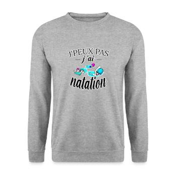 j peux pas j ai natation tee shirt humour vetement - Sweat-shirt Unisexe - gris chiné - Devant - Alina (178cm) & Michal (187cm)