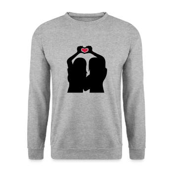 Handherz Silhouette Girlfriends - Unisex Sweatshirt - salt & pepper - Front - Alina (178cm) & Michal (187cm)