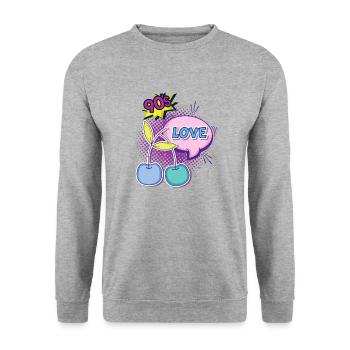 90's Pop art, cadeau original des années 90 - Sweat-shirt Unisexe - gris chiné - Devant - Alina (178cm) & Michal (187cm)