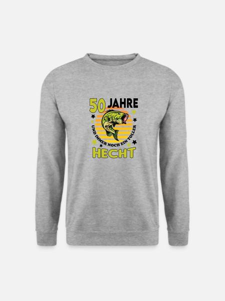 Geburtstag Toller Hecht Alter Jahre 50 - Unisex Pullover - Weißgrau meliert