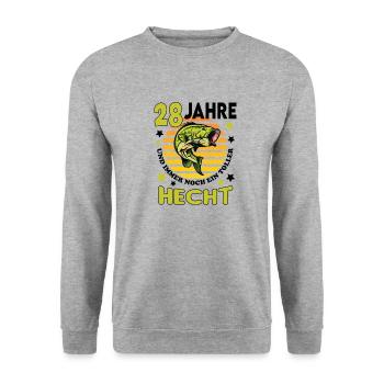 Geburtstag Toller Hecht Alter Jahre 28 - Unisex Pullover - Weißgrau meliert - Vorne - Alina (178cm) & Michal (187cm)
