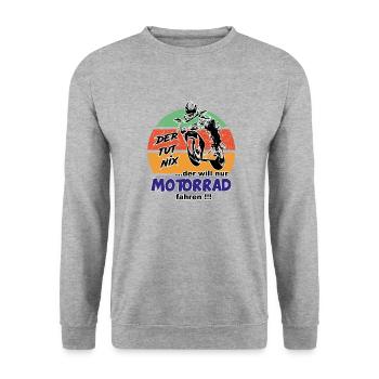 Motorradfahrer Sprüche Der tut nix - Unisex Pullover - Weißgrau meliert - Vorne - Alina (178cm) & Michal (187cm)