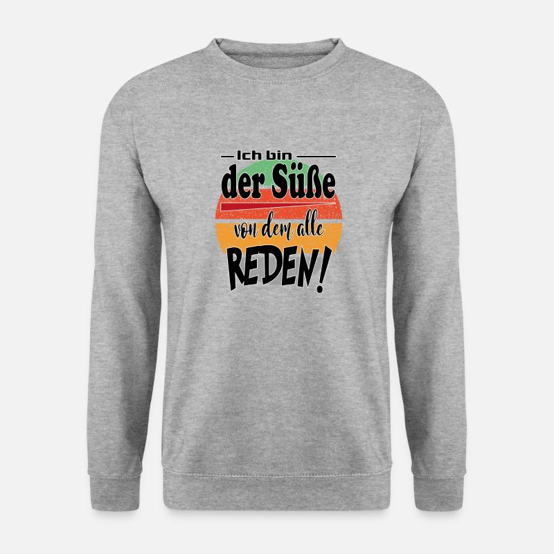 Sprüche Mann Lustig Süß Gerede - Unisex Pullover - Weißgrau meliert