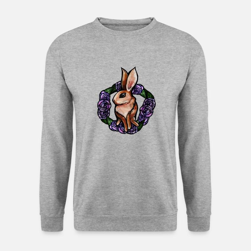 Kaninchen - Unisex Pullover - Weißgrau meliert