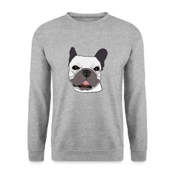 Français Bulldog avec lunettes de soleil Chien - Sweat-shirt Unisexe - gris chiné - Devant - Alina (178cm) & Michal (187cm)