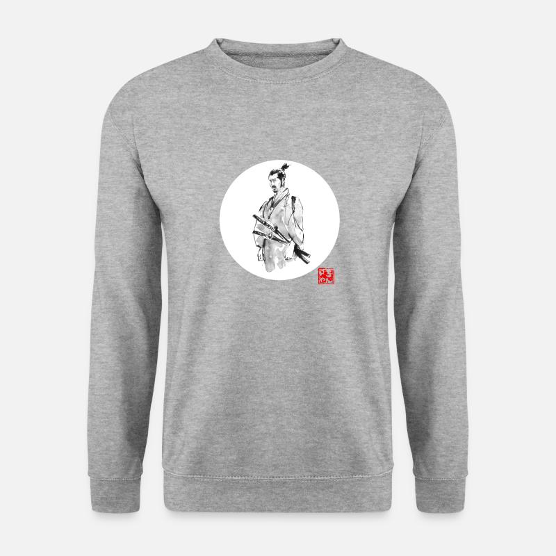 Denkender Samurai - Unisex Pullover - Weißgrau meliert