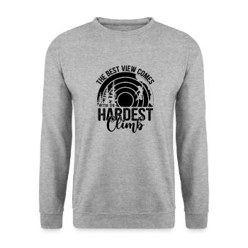 The best view comes from hiking, mountaineering - Unisex Sweatshirt - salt & pepper - Front - Alina (178cm) & Michal (187cm)