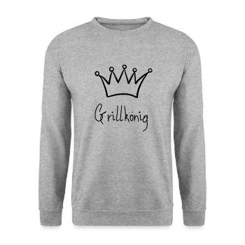 Grillkönig - Unisex Pullover - Weißgrau meliert - Vorne - Alina (178cm) & Michal (187cm)