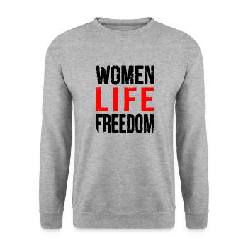 Women life freedom - Unisex Pullover - Weißgrau meliert - Vorne - Alina (178cm) & Michal (187cm)