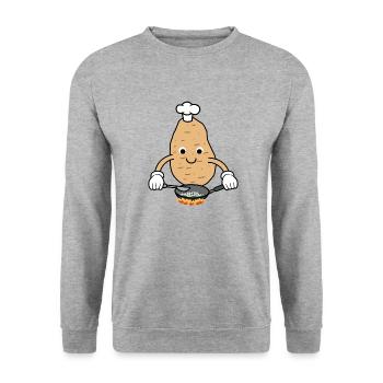 Cute Potatoe Hobby Chef Cooking Potatos - Unisex Sweatshirt - salt & pepper - Front - Alina (178cm) & Michal (187cm)