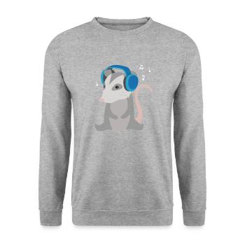 Opossum écoutant de la musique Cute Possum Dancing - Sweat-shirt Unisexe - gris chiné - Devant - Alina (178cm) & Michal (187cm)