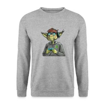 Geek korrigan - Sweat-shirt Unisexe - gris chiné - Devant - Alina (178cm) & Michal (187cm)