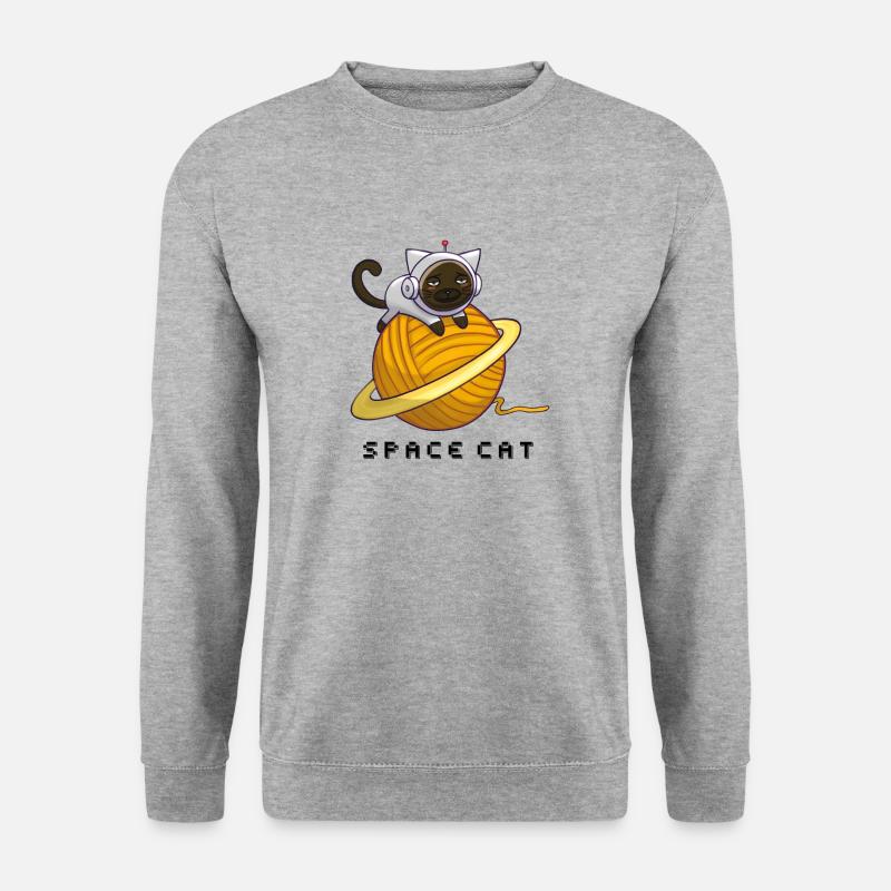 Weltraumkatze - Unisex Pullover - Weißgrau meliert