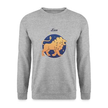 Lion - Sweat-shirt Unisexe - gris chiné - Devant - Alina (178cm) & Michal (187cm)