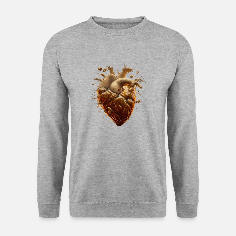 Menschliches Bier Herz - Unisex Pullover - Weißgrau meliert
