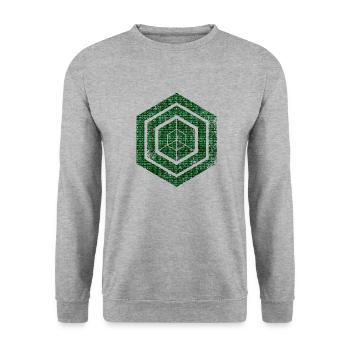 Hexagon-Programmierung Programmierer Codierung geometrisch - Unisex Pullover - Weißgrau meliert - Vorne - Alina (178cm) & Michal (187cm)