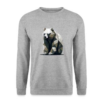Ours minimaliste - Sweat-shirt Unisexe - gris chiné - Devant - Alina (178cm) & Michal (187cm)
