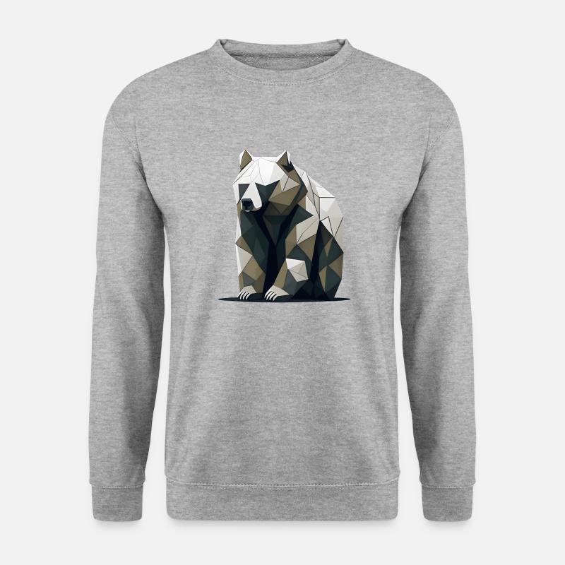 Minimalistischer Bär - Unisex Pullover - Weißgrau meliert