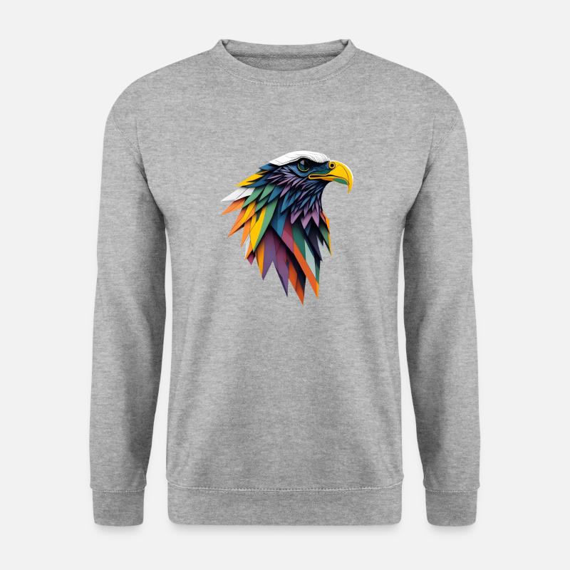 Polygonaler Adlerkopf - Unisex Pullover - Weißgrau meliert
