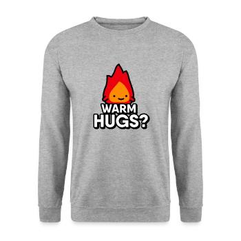 Cute Flame: Warm Hugs? - Digital Drawing - Unisex Sweatshirt - salt & pepper - Front - Alina (178cm) & Michal (187cm)