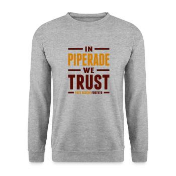 In piperade we trust - Sweat-shirt Unisexe - gris chiné - Devant - Alina (178cm) & Michal (187cm)