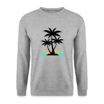 palme hibiskus - Unisex Pullover - Weißgrau meliert - Vorne - Alina (178cm) & Michal (187cm)