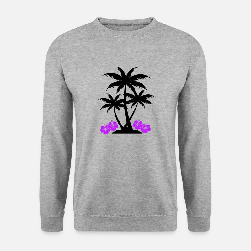 palme hibiskus - Unisex Pullover - Weißgrau meliert