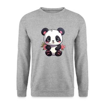 Panda mignon - Sweat-shirt Unisexe - gris chiné - Devant - Alina (178cm) & Michal (187cm)
