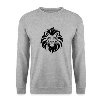 Lom Löwe - Unisex Pullover - Weißgrau meliert - Vorne - Alina (178cm) & Michal (187cm)
