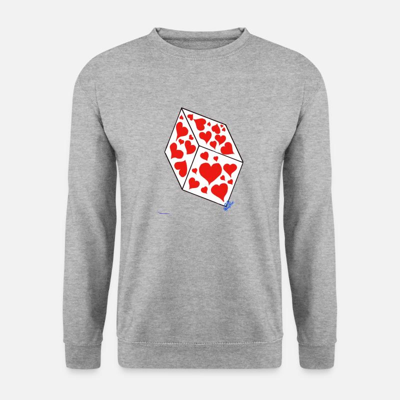 Würfel der Liebe - Unisex Pullover - Weißgrau meliert